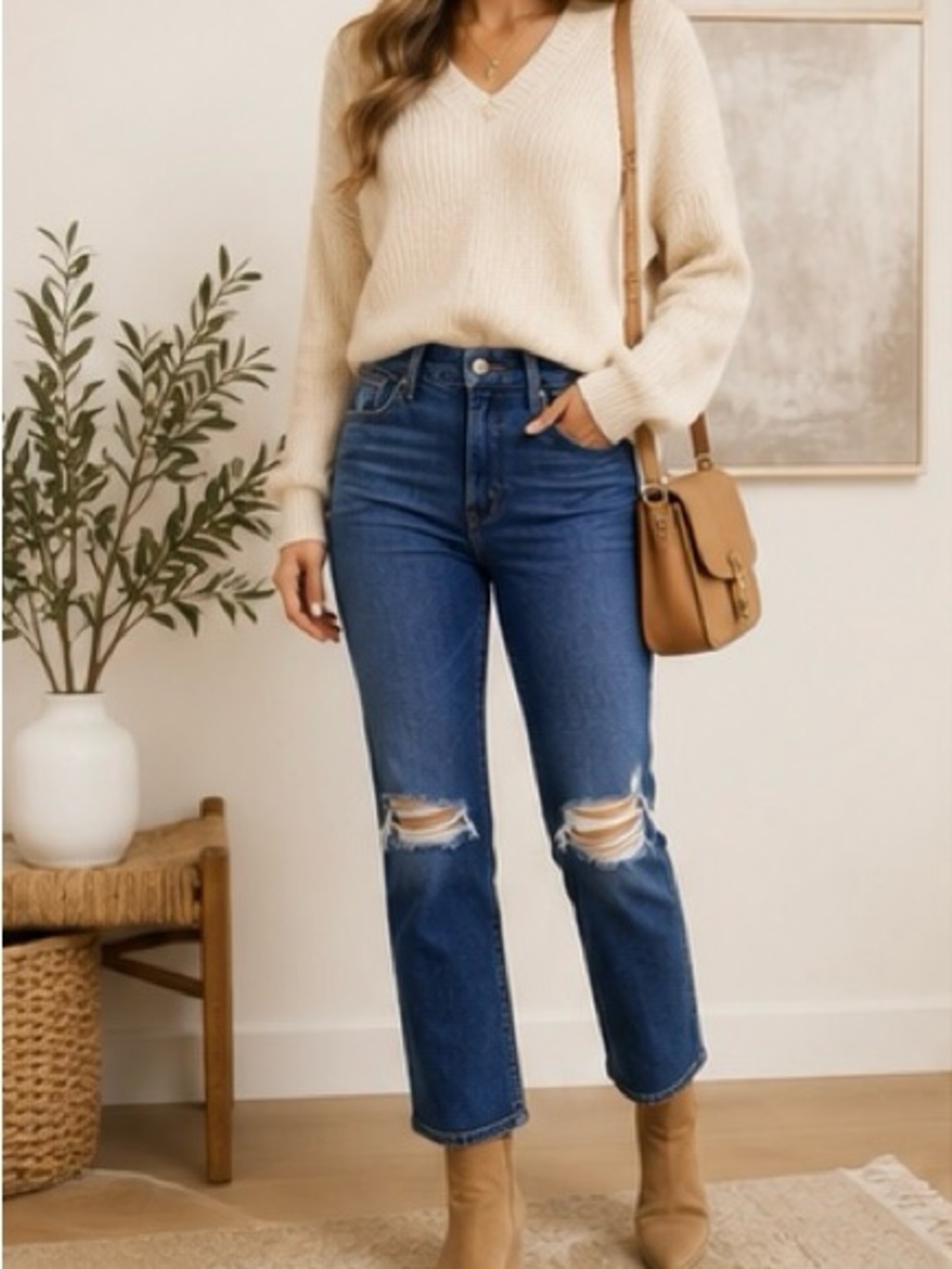 NWT Good American Good Curve High Rise Straight Crop Jeans Distressed Size 4/27